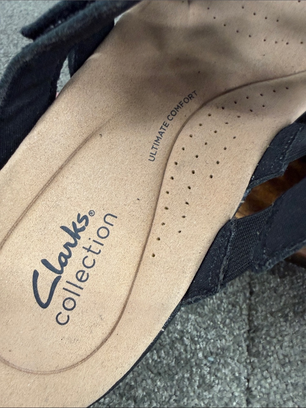 Clarks Collection Sandals Wm 9 Wide Laurieann Bali Slide Black Leather Comfort - Picture 13 of 14